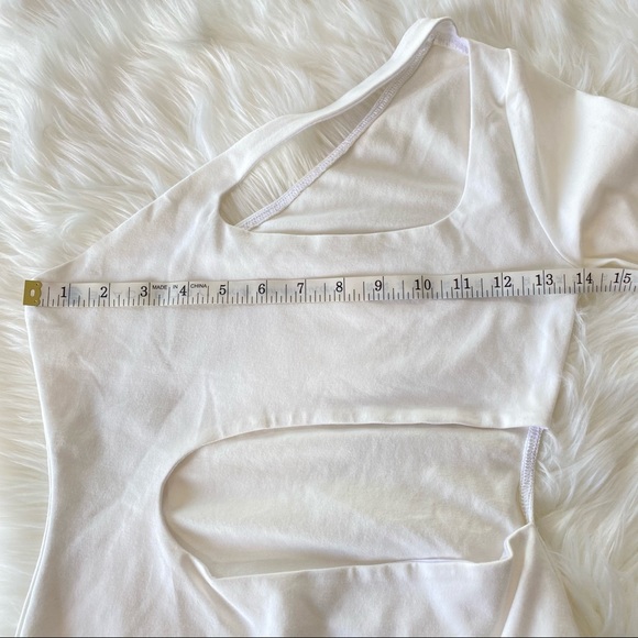 Blue Life One Shoulder Body Suit w Cut Outs White - Picture 2 of 9